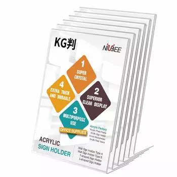 Niubee Acrylic Photo Frame Sign Holder Restaurant Menu Holder Double Sided Transparent Vertical Card Display Table Tent Advertising Photo Card Holder