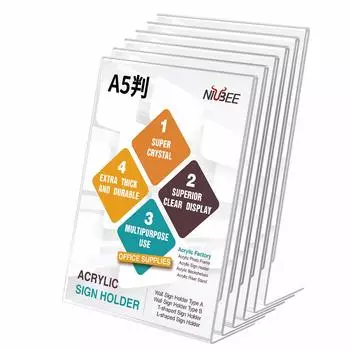 NIUBEE acrylic photo photo sign stand restaurant POP advertising office family poster tabletop transparent of 6 A5 L-shaped frame, frame,