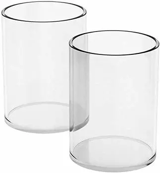 NIUBEE Pen Holder 2 Pieces Clear Acrylic Round Pencil Case Clear Storage Box for Daily Life Office Stationery, Office, Students