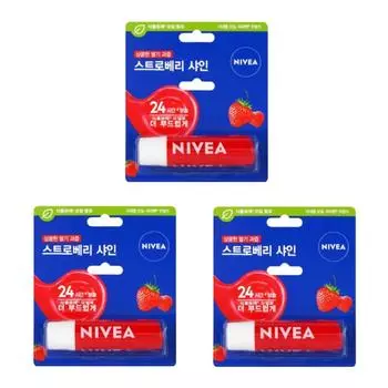 Nivea Бальзам для губ Lip Care, клубника, 4,8 г, 3 шт.