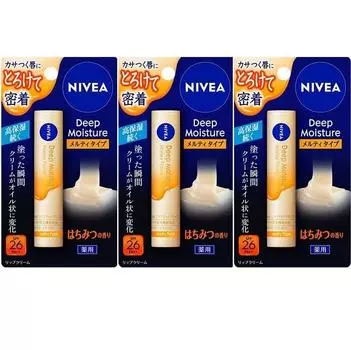 Nivea Deep Moisture Lip Melty Type Honey Scent Kao [Набор 3]