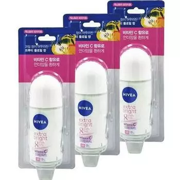 Nivea Дезодорант шариковый Extra Bright 50мл x3, 3 шт.