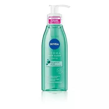 NIVEA Derma Skin Clear Гель для умывания (150мл), Глубоко очищающий гель для умывания лица, салициловая кислота, обогащенная ниацинамидом для очищения пор