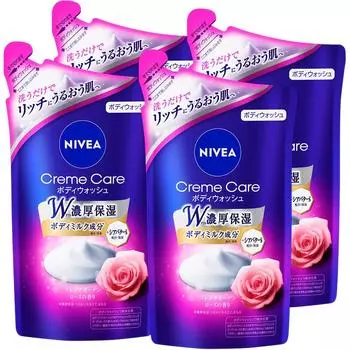 Nivea Крем-гель для душа Cream Care с ароматом французской садовой розы, сменный блок 360 мл х 4 шт. Двойное интенсивное увлажнение [Оптовая покупка]