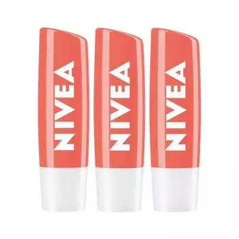 Nivea Бальзам для губ Lip Care, Fruity Shine Peach, 4,8 г, 3 шт.