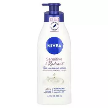Nivea, лосьон для тела «Чувствительная и сияющая кожа», без отдушек, 16,9 жидких унций (500 мл)
