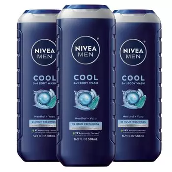 NIVEA Men Cool Body Wash Fluid Унция 3-в-1 16,9 (Пакет 3)