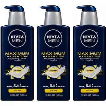 Nivea Men Максимальное увлажнение 3 в 1 Питательный лосьон для мужчин «Все в одном» 500 мл 3 шт + набор открыток