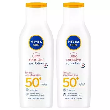 Nivea Солнцезащитный лосьон Sun Ultra Sensitive 200 мл, 2 шт.