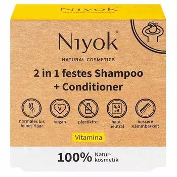 Niyok solid shampoo bar 2in1 shampoo & conditioner vitamin A 80g