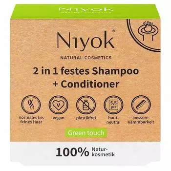 Niyok Solid Shampoo Bar 2in1 Shampoo & Conditioner Green Touch 80g