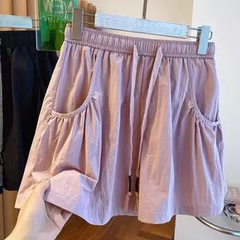 Низ Модные женские шорты с эластичной талией Повседневные летние короткие брюки с карманами XXL чёрный