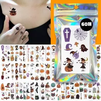 Nizel Children s Halloween Wound Tattoo Sticker Kids Henna Tattoo Replica, 1 комплект, Halloween Mini A Set (60 листов) (А + В)