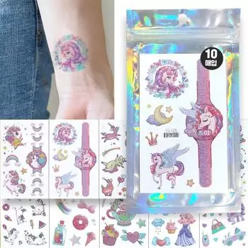 Nizel Glitter Детская татуировка-наклейка с персонажем-репликой, 1 шт., 02 глиттера
