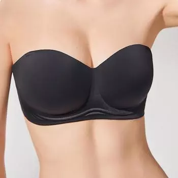 Нижнее белье без бретелек больших размеров, женское нижнее белье с большой грудью, нескользящий невидимый бандо с запахом, бюстгальтер с открытой спиной, красивый бюстгальтер сзади, не скользит 34/75B чёрный