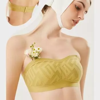 Нижнее белье без бретелек, женская большая грудь, небольшая обертка на груди, нескользящая и не допускающая падения верхняя часть трубки, тонкая наклейка на бюстгальтер, невидимый сборный бюстгальтер, летний 70A белый