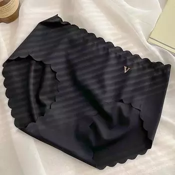 Нижнее белье без следов, женские хлопковые летние тонкие хлопковые дышащие трусы со средней талией для девочек, шорты M чёрный