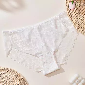 Нижнее белье больших размеров для женщин с высокой талией и треугольными чашками, с цветочным кружевом, мягкое, дышащее, хлопковая вставка, сексуальный и модный дизайн XL