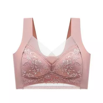 Нижнее белье больших размеров для женщин, бесшовные бюстгальтеры пуш-ап, жилет, сексуальный кружевной топ, женский беспроводной удобный бюстгальтер без косточек, сексуальное женское белье 2L розовый