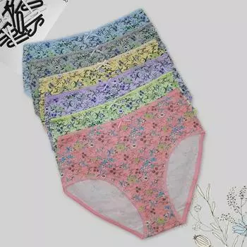 Нижнее белье больших размеров для женщин, хлопковые трусики со средней посадкой, женские трусы с милым бантом в горошек, нижнее белье, 6 шт./компл. 2XL разноцветный