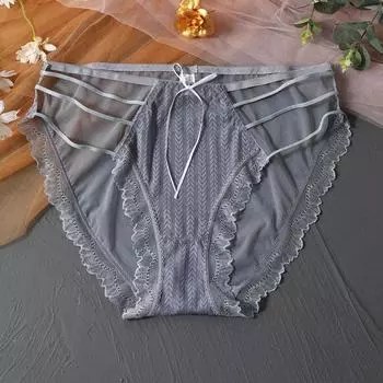 Нижнее белье больших размеров для женщин с высокой талией и сетчатым кружевом, тонкий дизайн, большие трусики с высокой плотностью L абрикосовый