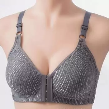 Нижнее белье больших размеров из тонкой хлопчатобумажной ткани без стального кольца, бюстгальтер с пряжкой спереди, дышащее и удобное женское нижнее белье 80C