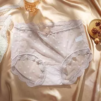 Нижнее белье больших размеров, кружевные сексуальные трусики с высокой талией, ультратонкие дышащие сетчатые быстросохнущие бесшовные женские трусы M зелёный