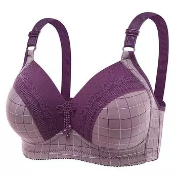 Нижнее белье больших размеров с сетчатым узором, сборка для предотвращения провисания, сексуальная красивая спина, высококачественный удобный тонкий женский бюстгальтер без стальных колец 36/80 фиолетовый