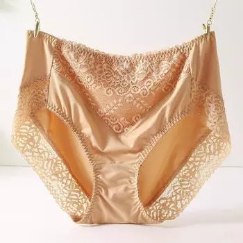 Нижнее белье больших размеров с высокой талией для женщин, сексуальные кружевные трусики из чистого хлопка с промежностью, дышащие, бесшовные, с треугольными чашечками L белый