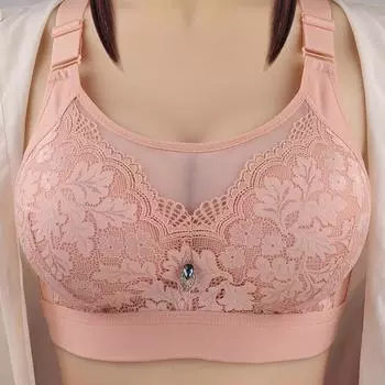 Нижнее белье большого размера без стального кольца, тонкий нескользящий бюстгальтер, присборенный и регулируемый материнский бюстгальтер. 85C