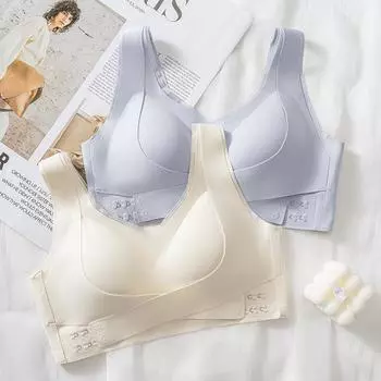 Нижнее белье большого размера без следов, женская большая грудь, летние тонкие фасоны, бюстгальтеры со сборкой, закрывающие подгрудную часть, антипровисающие бюстгальтеры с полной чашкой M белый