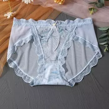 Нижнее белье большого размера для женщин с высокой талией, сексуальное кружевное сеточное свежее XL