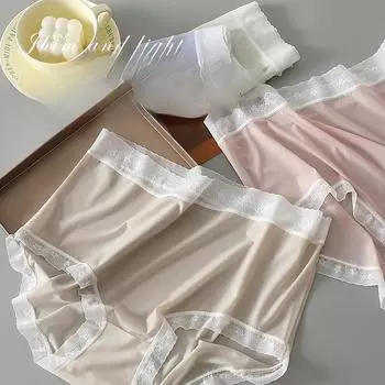 Нижнее белье большого размера с добавлением Ice Silk, без следов жира, расширенные инклюзивные треугольные трусики L светло-розовый