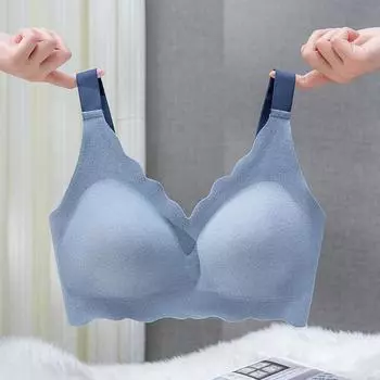 Нижнее белье большого размера, собирающее в складки, не оставляющее следов, тонкое, без стального кольца, мягкий поддерживающий бюстгальтер 75C чёрный