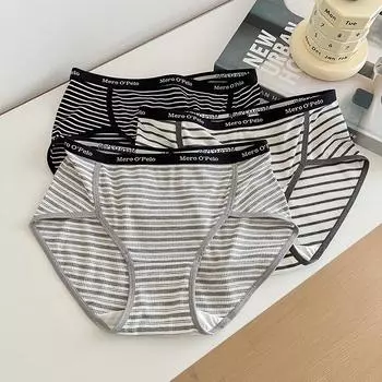 Нижнее белье большого размера, спортивные трусики для женщин, трусы в полоску с высоким разрезом для девочек Spice Girls L