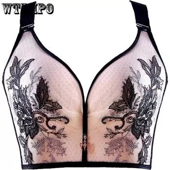 Нижнее белье большого размера, женский бюстгальтер, дышащая чашка, без стального кольца, непровисающий тонкий бюстгальтер, летний 50/115E чёрный