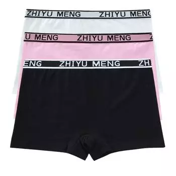 Нижнее белье-боксеры для девочек-подростков из 3 предметов, хлопковые детские трусики для девочек, детские трусы one size чёрный