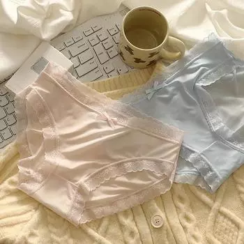 Нижнее белье Cream Girl s Ice Silk, женские дышащие ультратонкие трусы со средней посадкой, сексуальные женские трусы M белый