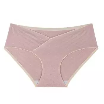 Нижнее белье для беременных, хлопковые жаккардовые трусы с низкой талией без следов, поддержка живота, послеродовые хлопковые трусики для беременных большого размера M розовый