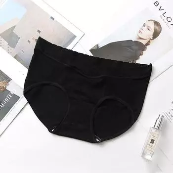 Нижнее белье для беременных из чистого хлопка. Дышащее, удобное, быстросохнущее. Безопасное, тонкое и поддерживающее живот большого размера. one size чёрный