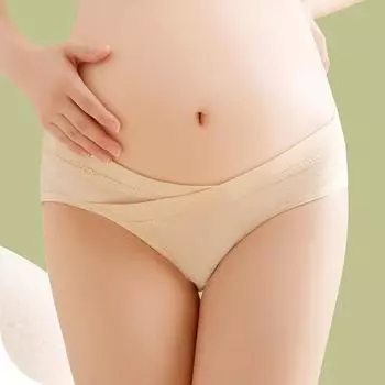 Нижнее белье для беременных с низкой талией, поддержка живота, мягкие дышащие трусики, антибактериальные трусы с внутренней промежностью для беременных, большой размер L серый/синий