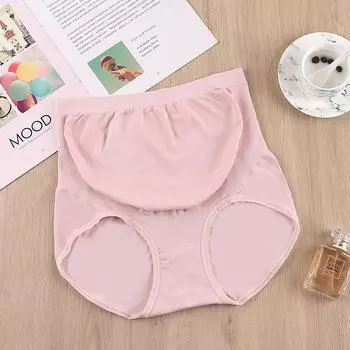 Нижнее белье для беременных, удобные брюки для поддержки живота с большой талией, послеродовые антибактериальные трусы one size розовый