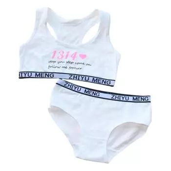 Нижнее белье для девочек, хлопковый топ-хипстер 8-14 лет, детский летний спортивный бюстгальтер для девочек 8-14 лет one size