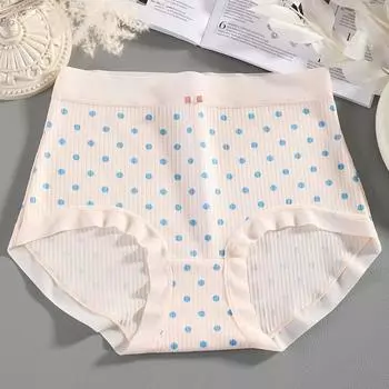Нижнее белье для девочек из хлопка с принтом в горошек, удобное для женщин, большого размера XL