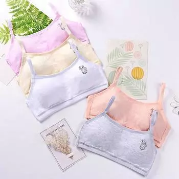 Нижнее белье для девочек, летний бесшовный бюстгальтер с животным принтом, подростковое мягкое хлопковое нижнее белье One Size