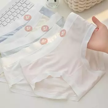 Нижнее белье для девочек Naked Seamless из чистого хлопка с антибактериальным промежностным швом 7A, узкие трусы с треугольным поясом M светло-розовый