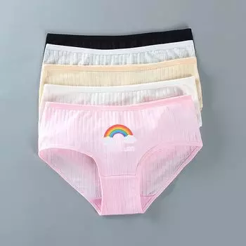Нижнее белье для девочек-подростков, хлопковые трусы, дышащие трусики, 8–14 лет one size чёрный