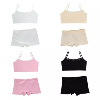 Нижнее белье для девочек-подростков, комплекты хлопкового нижнего белья, детские тренировочные бюстгальтеры для молодых девушек, студенты полового созревания one size бежевый