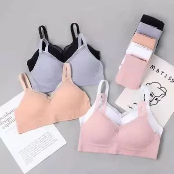 Нижнее белье для девочек-подростков средней и старшей школы без стальных ободков, кружевной край, бесшовный тонкий удобный фиксированный бюстгальтер со сборкой чашек 32/70