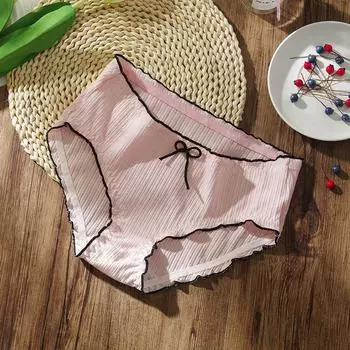 Нижнее белье для девочек, простые трусики с бантом, кружевные трусики с нитками, хлопковое нижнее белье, треугольные трусики L белый